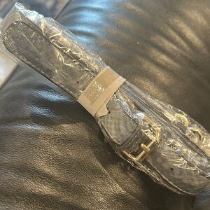 Grayish Blue Crossbody Strap Belt with gold Buckle